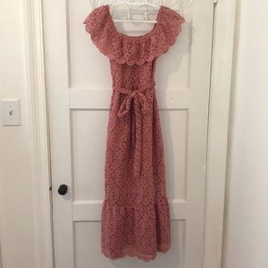 Dusty rose midi lace dress